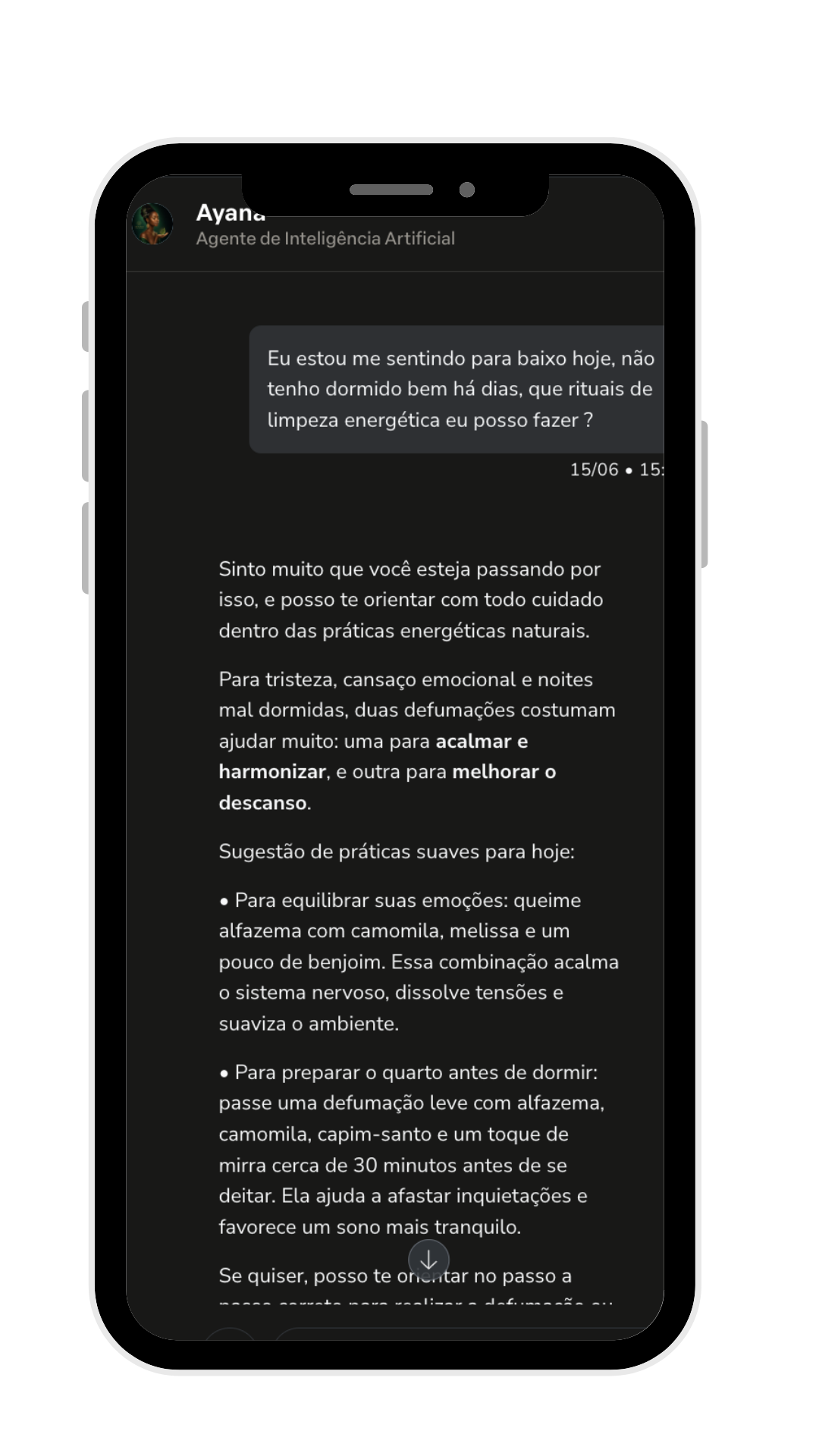 Exemplo de conversa com a Ayana